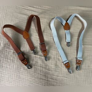 Children's Classic Suspenders Set - Brown and light grey. Adjustable